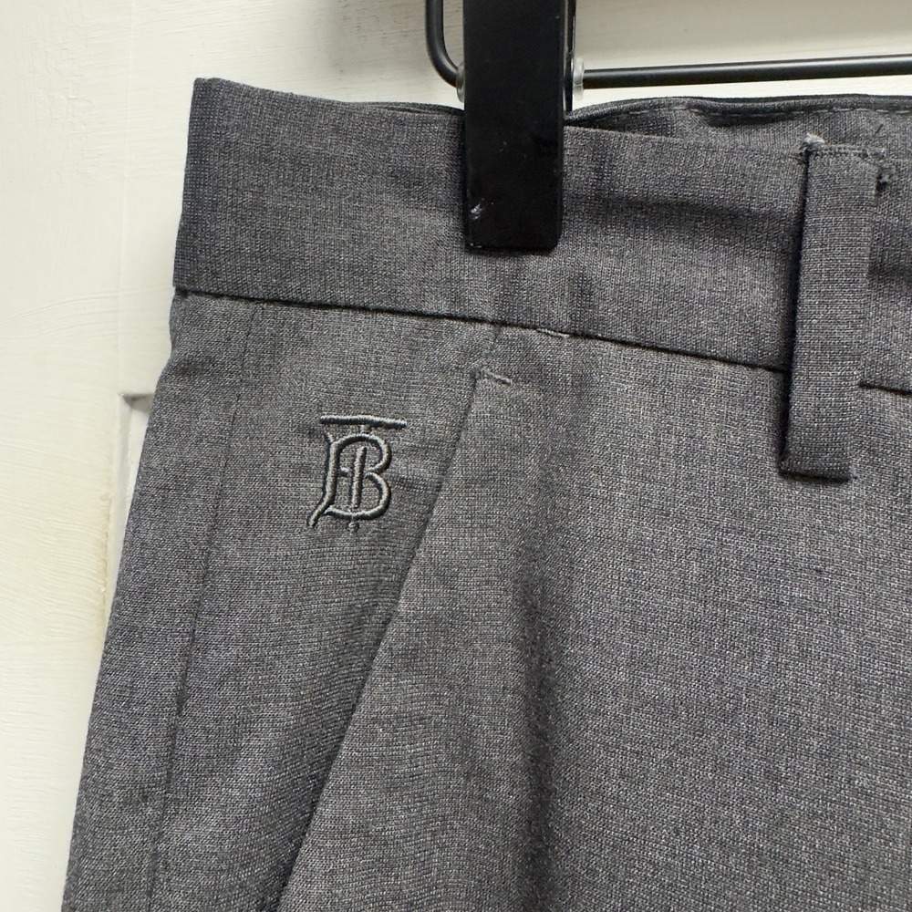 Burberry TB Monogram Mens Sz 30 (26.5 Inseam) Gray Wool Straight Leg Dress Pants - Picture 6 of 8